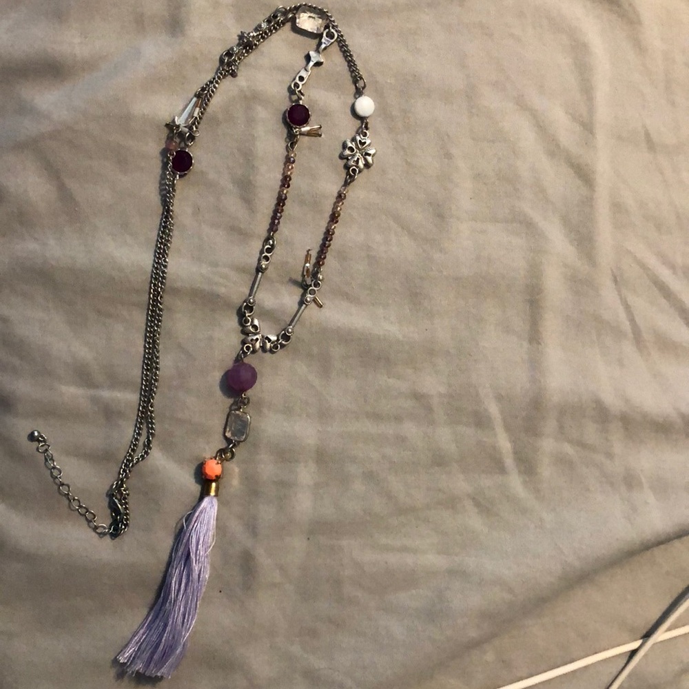 Long statement necklace.